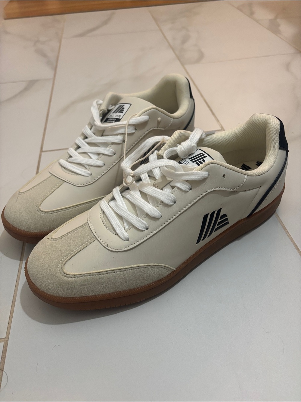 Aldi men’s cream/black casual sneakers- 50th anniversary
